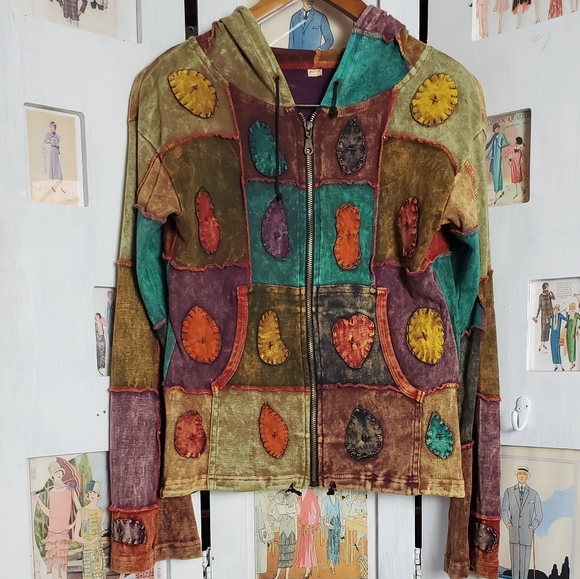 None Sweaters - Folk art design hoodie